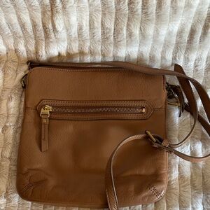 Fossil Tan Leather Crossbody Bag